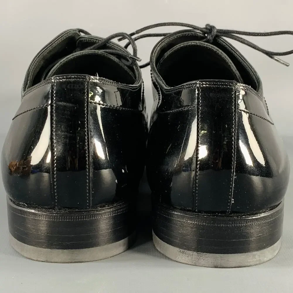 CALZOLERIA HARRIS Size 12 Black Patent Leather Lace-Up Shoes